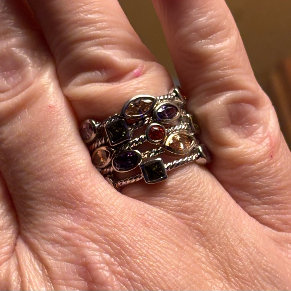 Multi-Stack Sterling Silver Gemstone Ring - Nfs - image 3